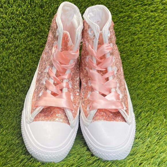 Converse Chuck Taylor All Star High Womens Size 8 Pink Athletic Shoes Sneakers - Picture 5 of 10